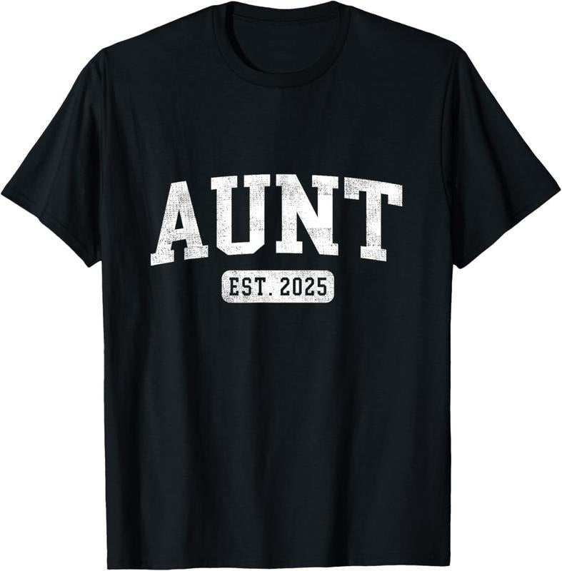 100% Cotton Aunt Est 2025 Promoted To Aunt Announcement T-Shirt