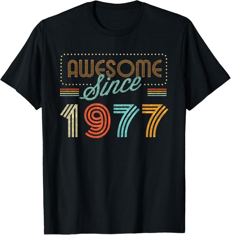 100% Cotton Awesome Since 1977 Year Of Birth Birthday T-Shirt