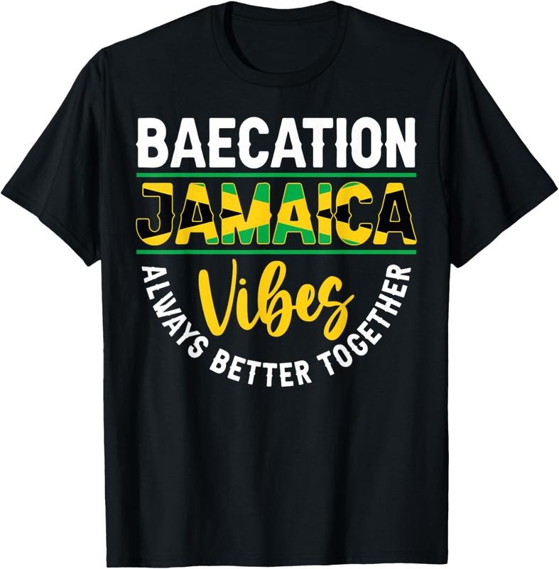 100% Cotton Baecation Jamaica Vibes Matching Couple Vacation Trip T-Shirt