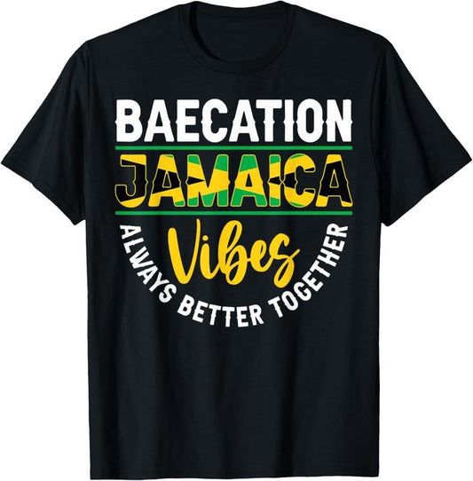 100% Cotton Baecation Jamaica Vibes Matching Couple Vacation Trip T-Shirt
