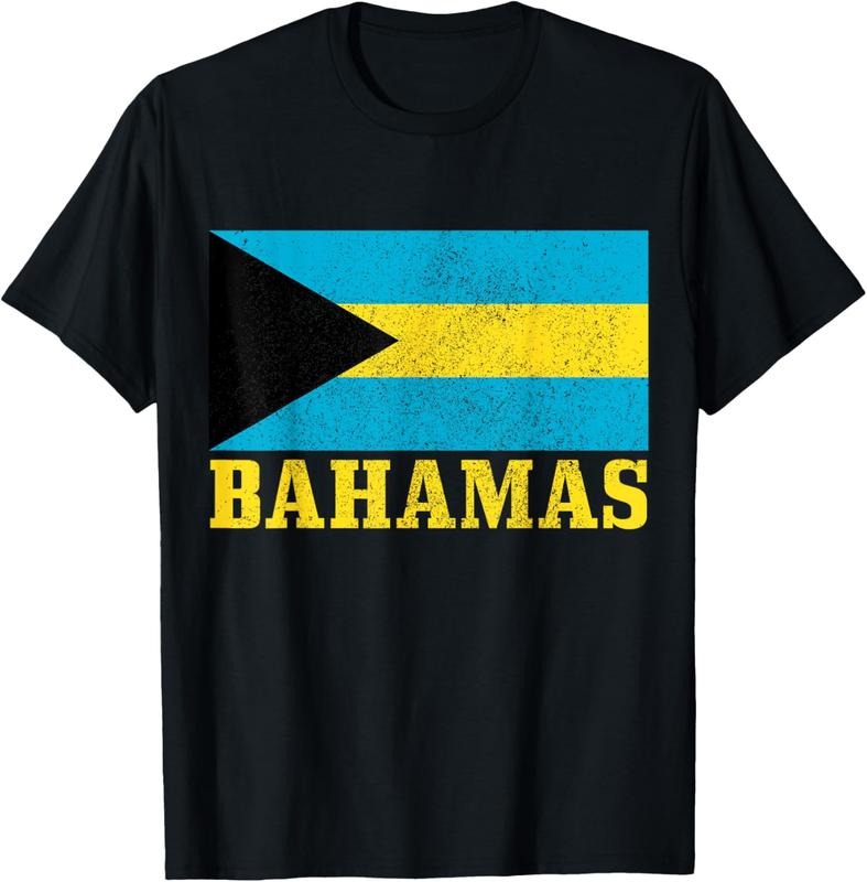 100% Cotton Bahamas Flag Vintage Caribbean Souvenir T-Shirt