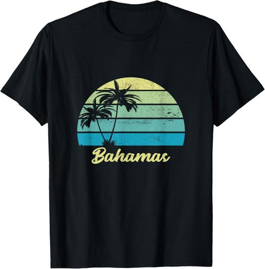 100% Cotton Bahamas Souvenir T Shirt Vacation Vintage Palm T-Shirt