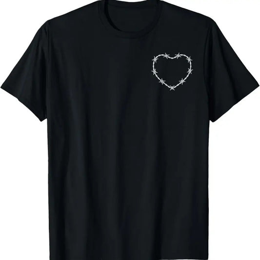 100% Cotton Barbed Wire Heart Grung Punk Aesthetics Subtle Art Egirl Emo T-Shirt