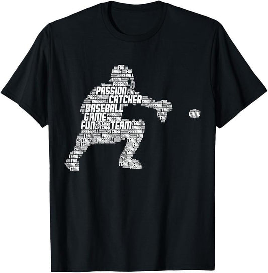 100% Cotton Baseball Catcher Youth Men  Boys T-Shirt