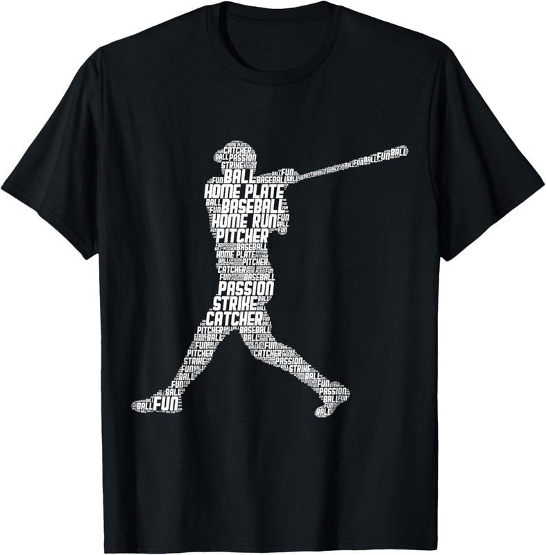 100% Cotton Baseball Player Batter Youth  Boys Men T-Shirt