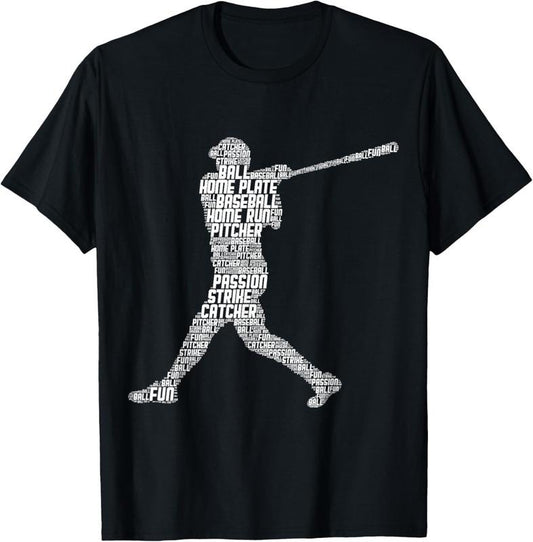 100% Cotton Baseball Player Batter Youth  Boys Men T-Shirt