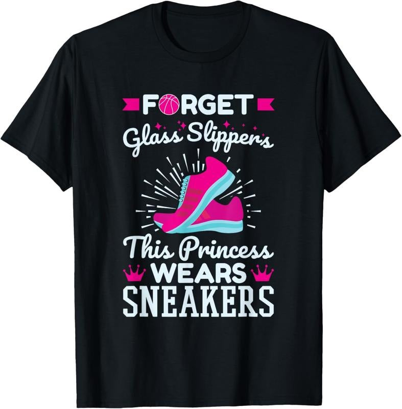 100% Cotton Basketball Player Women Girls Princess Wears Sneakers T-Shirt