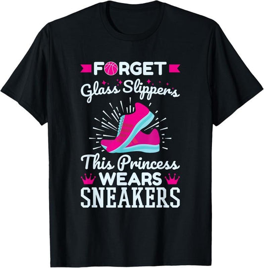 100% Cotton Basketball Player Women Girls Princess Wears Sneakers T-Shirt