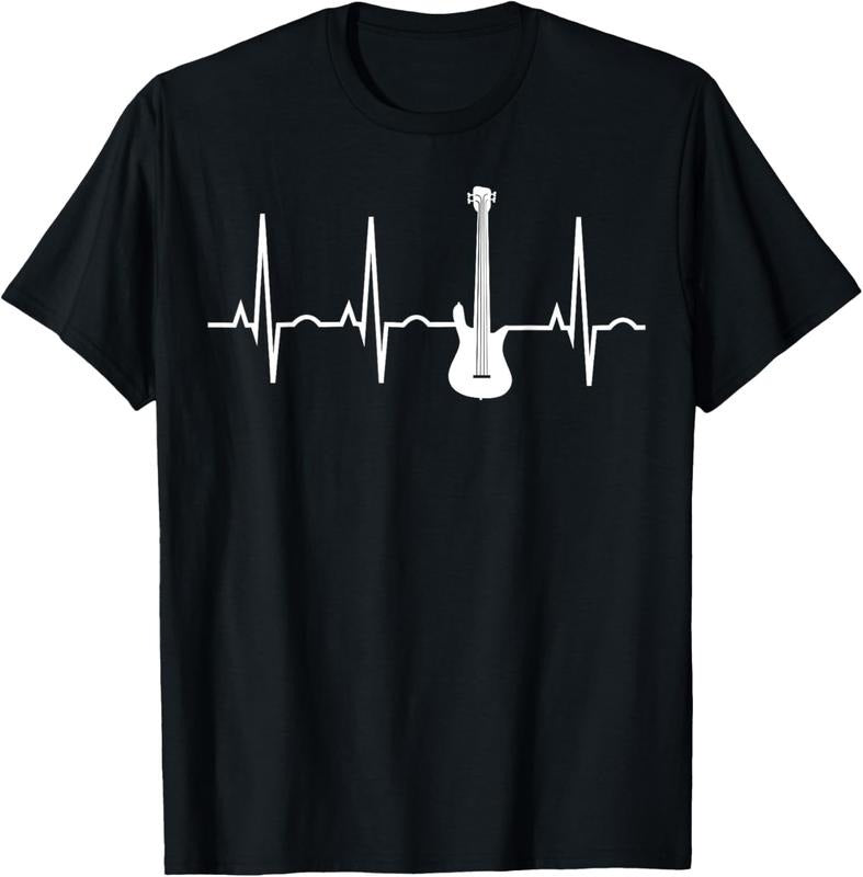 100% Cotton Bass Player Shirt - Bass Guitar Player Heartbeat T-Shirt T-Shirt