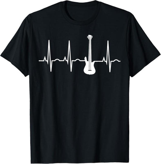 100% Cotton Bass Player Shirt - Bass Guitar Player Heartbeat T-Shirt T-Shirt