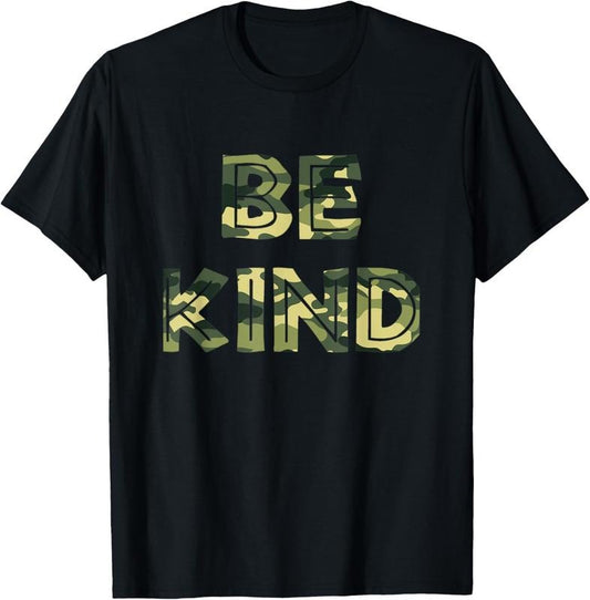 100% Cotton Be Kind Camo Military Anti-bullying T-Shirt