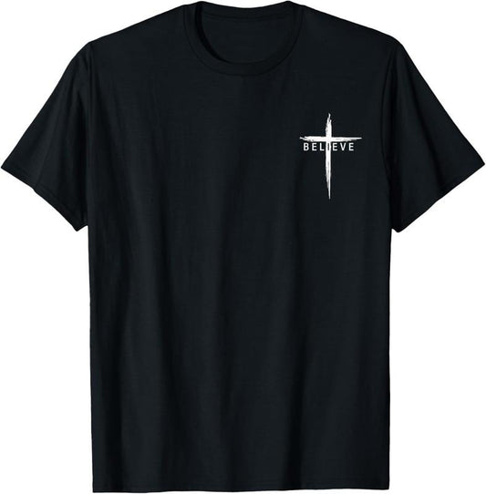 100% Cotton Believe Christian Cross Jesus Christ Christians Men Women T-Shirt