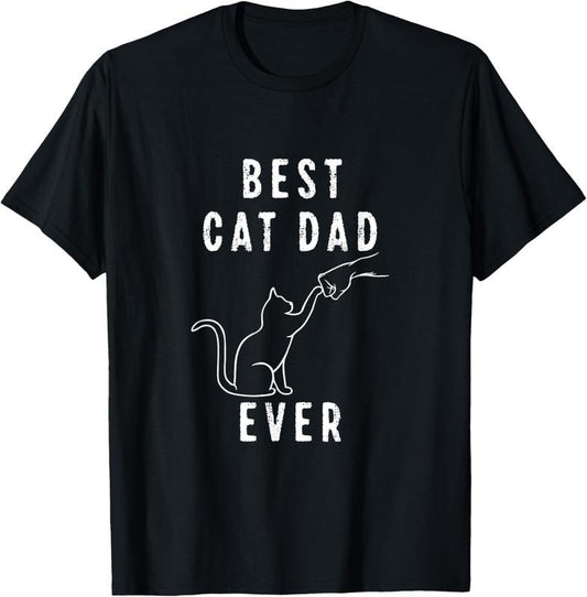 100% Cotton Best Cat Dad Ever Shirt Cat Daddy Paw Fist Bump Meow Cat T-Shirt