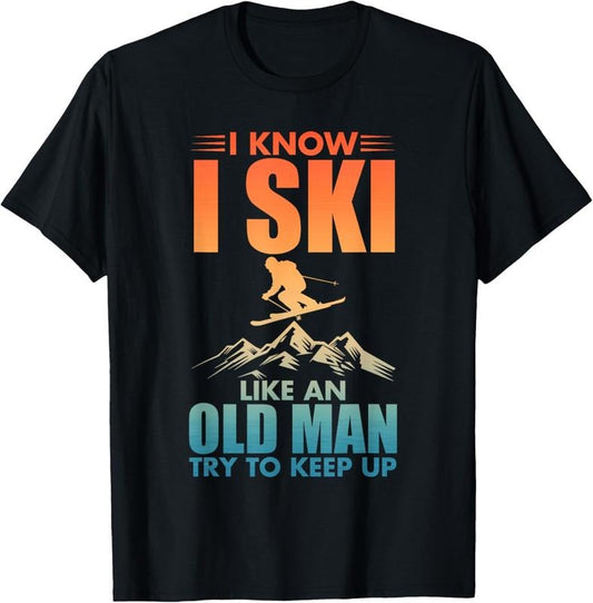 100% Cotton Best Ski Art For Grandpa Men Skiing Nordic Skier Skiing T-Shirt