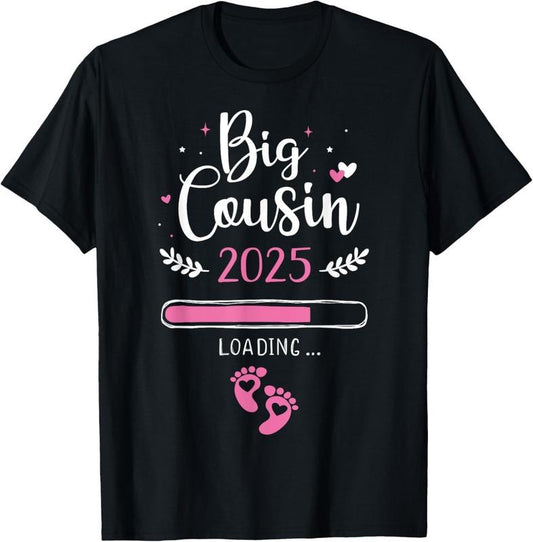 100% Cotton Big cousin loading 2025 for pregnancy announcement T-Shirt