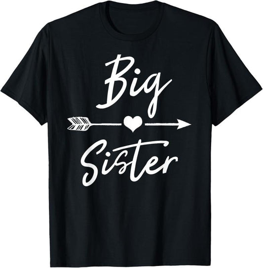 100% Cotton Big sister T Shirt cute girls womens heart arrow love tee T-Shirt