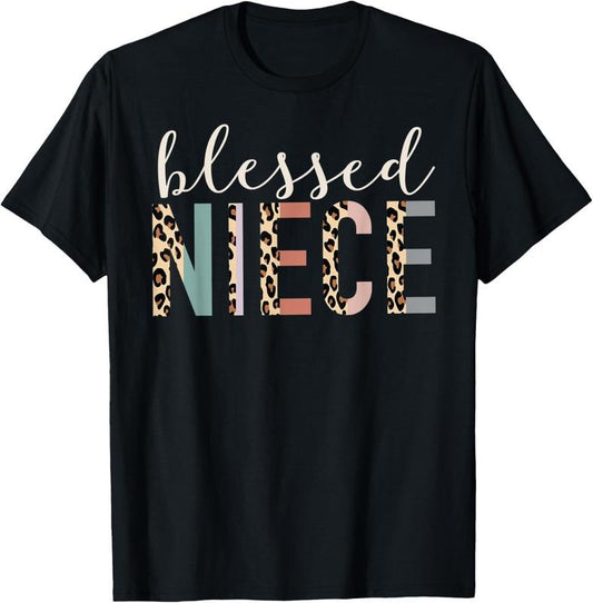 100% Cotton Blessed Niece Gifts From Auntie Cute Leopard Print T-Shirt