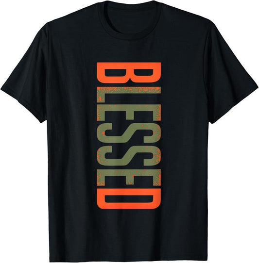 100% Cotton Blessed Olive Army Solar Orange Color Match T-Shirt
