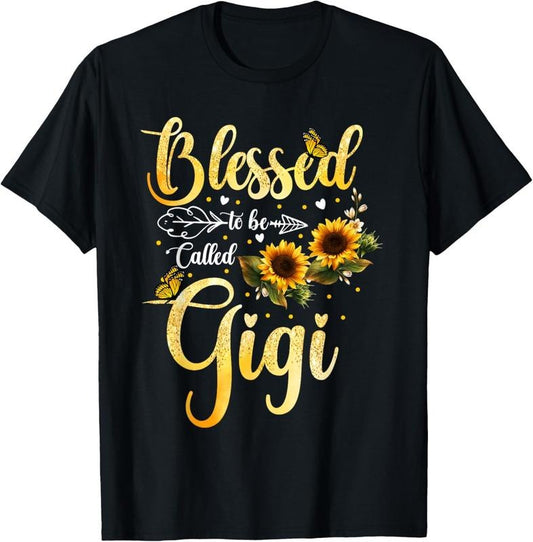 100% Cotton Blessed To Be Called Gigi Sunflower Butterfly Mothers Day T-Shirt