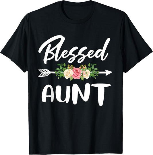 100% Cotton Blessed to be called Aunt Floral Arrow Design Mothers Day T-Shirt