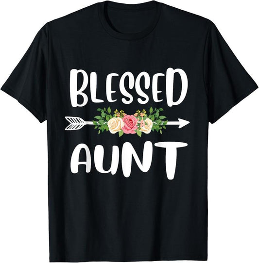 100% Cotton Blessed to be called Aunt Floral Arrow Design Mothers Day T-Shirtstyle{n002}2