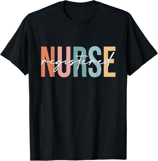 100% Cotton Boho Retro Vintage Registered Nurse Stethoscope Nursing T-Shirt