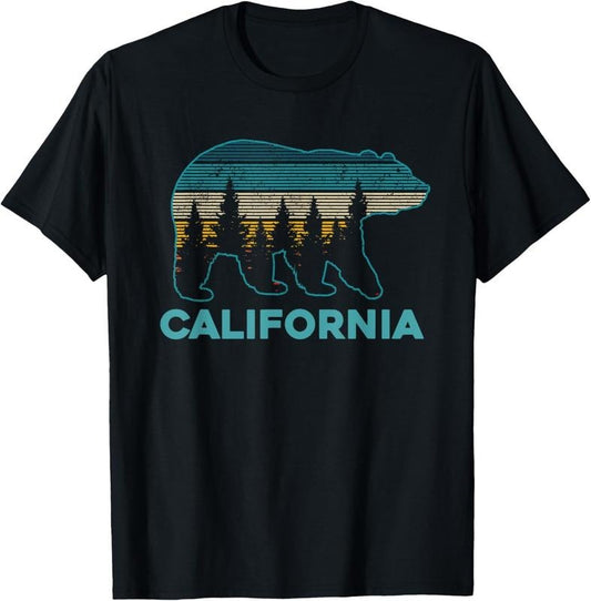 100% Cotton California Bear Vintage Retro Nature Hiking Souvenir Gift T-Shirt