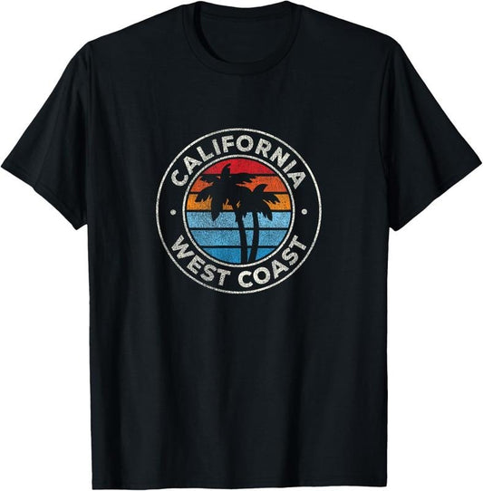 100% Cotton California CA Vintage Graphic Retro 70s T-Shirt