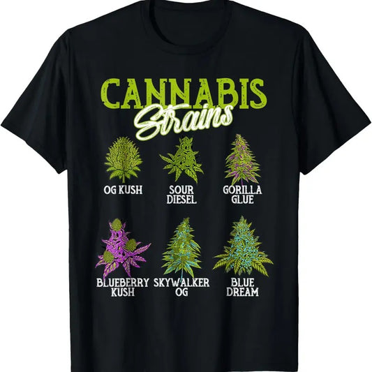100% Cotton Cannabis Strain Weed Cannabis Marijuana T-Shirt