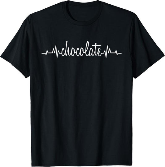 100% Cotton Chocolate Heartbeat EKG Lover Funny Cute Sweets Addiction T-Shirt