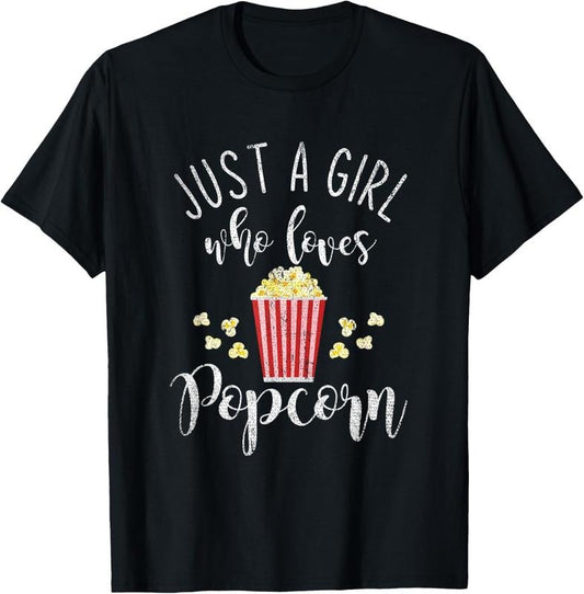 100% Cotton Cinema Lover Snack Fan Women Girls  Gift Popcorn T-Shirt