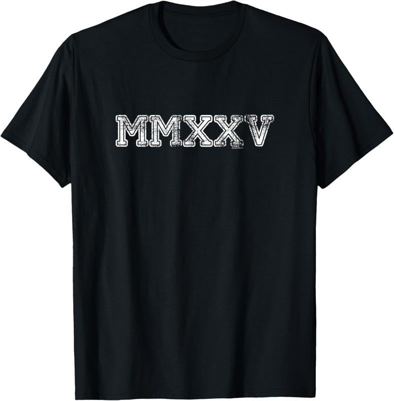 100% Cotton Class of 2025 MMXXV | Graduation Spirit Vintage Senior 2025 T-Shirt