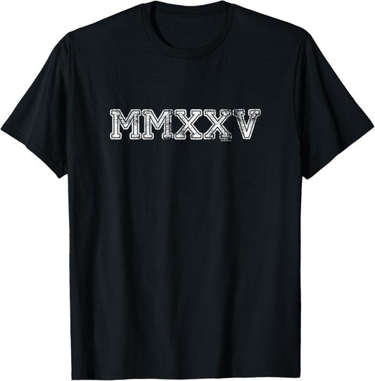 100% Cotton Class of 2025 MMXXV | Graduation Spirit Vintage Senior 2025 T-Shirt