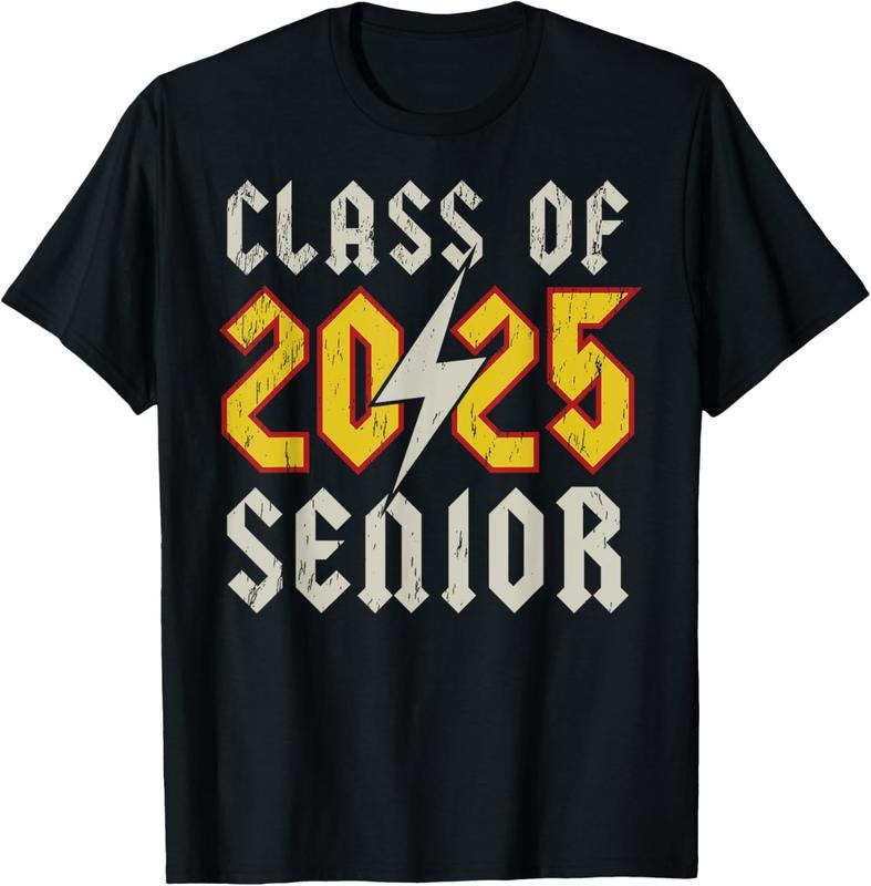 100% Cotton Class of 2025 Senior Rock N Roll Back To School Music Lover T-Shirt