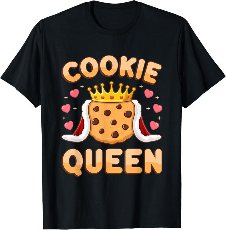 100% Cotton Cookie Queen Funny Cookie Mom Cookie Dealer Women Girls T-Shirt