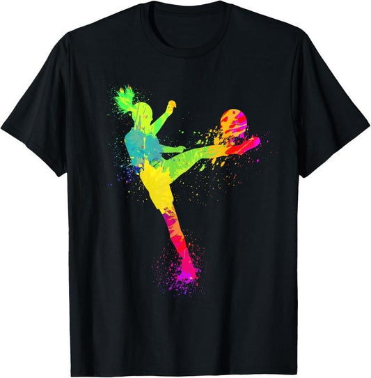 100% Cotton Cool Soccer Design For Women Girls Soccer Player Sport Lover T-Shirt
