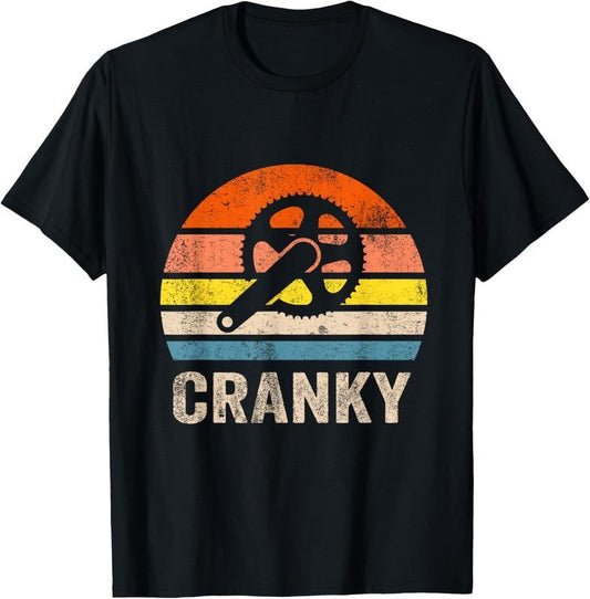 100% Cotton Cranky Vintage Sun funny Bicycle Lovers Cycling Cranky T-Shirt