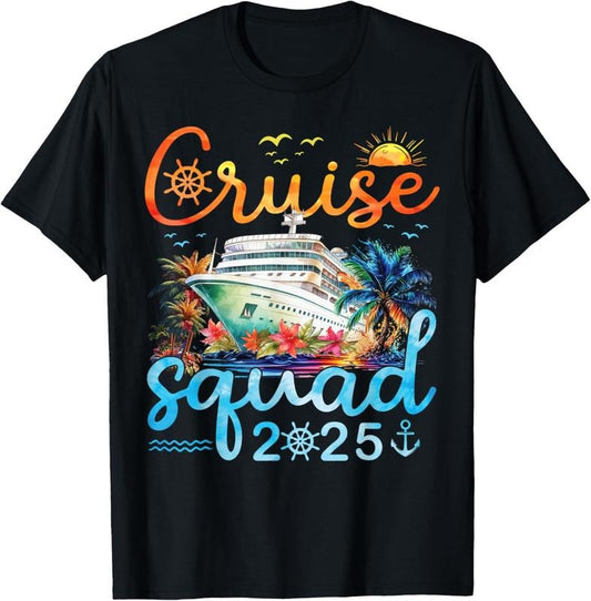 100% Cotton Cruise Squad 2025 Family Group Matching Cruising Vacation T-Shirt