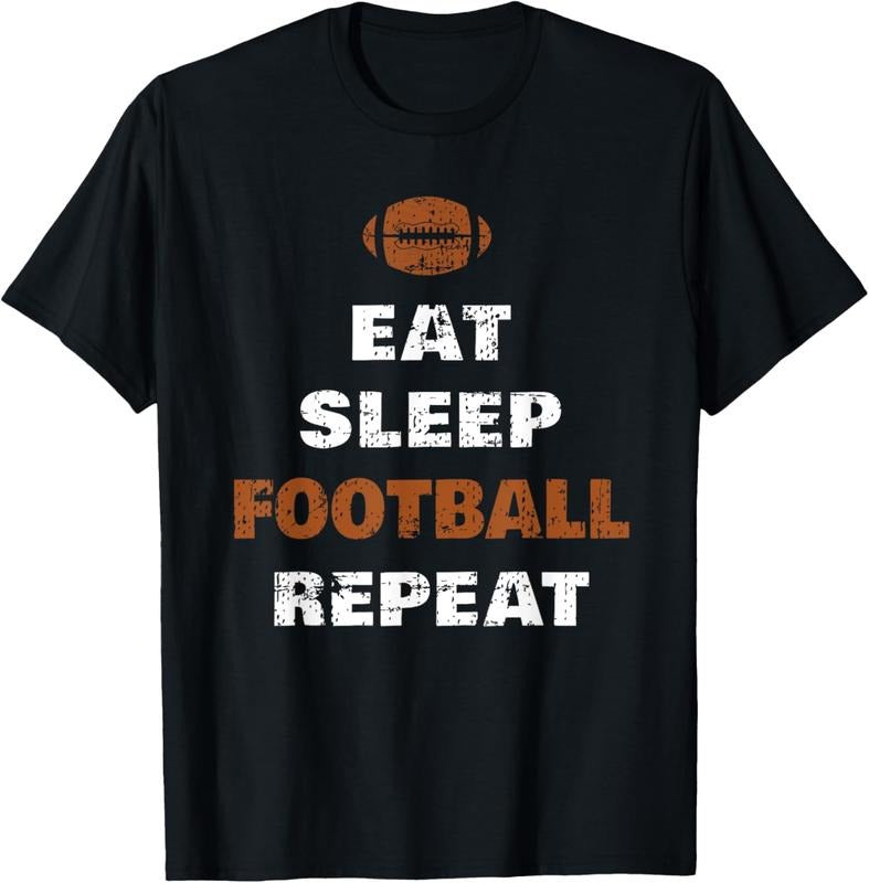100% Cotton Eat Sleep Football Repeat Love Football Vintage Gift T-Shirt