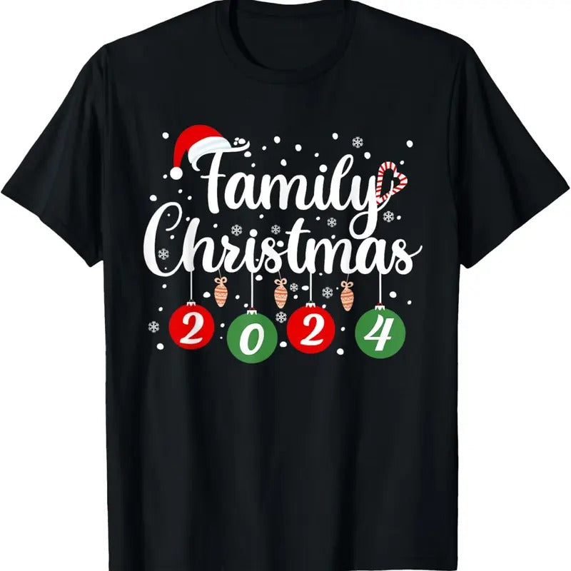 100% Cotton Family Christmas 2024 Xmas Holiday Pajamas Family Vacation T-Shirt