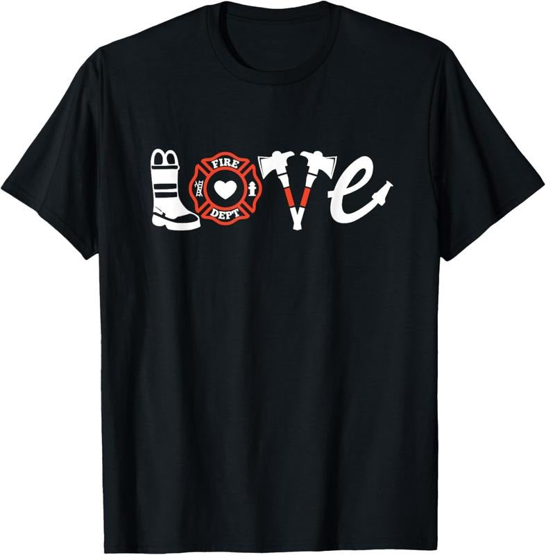 100% Cotton Firefighter Shirt- Love Firefighter Tee, Firefighter Gift T-Shirt