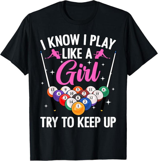 100% Cotton Funny Billiards Design For Women Girls Pool Billiard Player T-Shirt