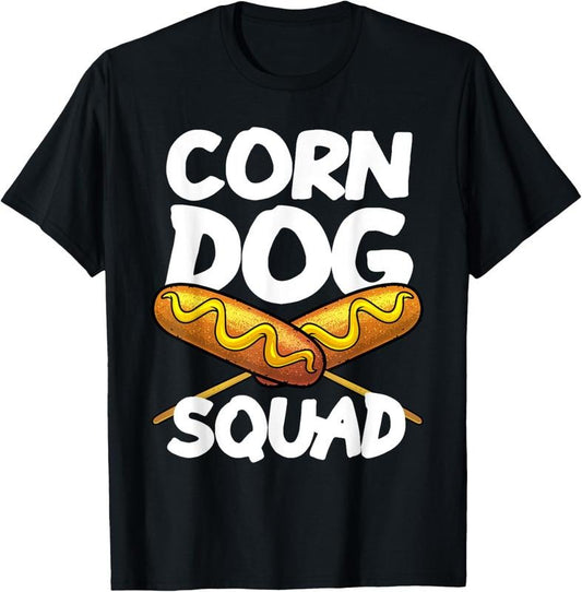 100% Cotton Funny Corn Dog Squad Men Women  Hot Dog Sausage Crew T-Shirt