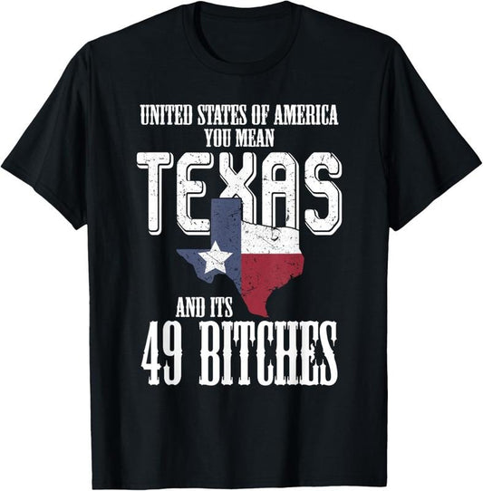 100% Cotton Funny USA Flag United States Of America Texas T-Shirt