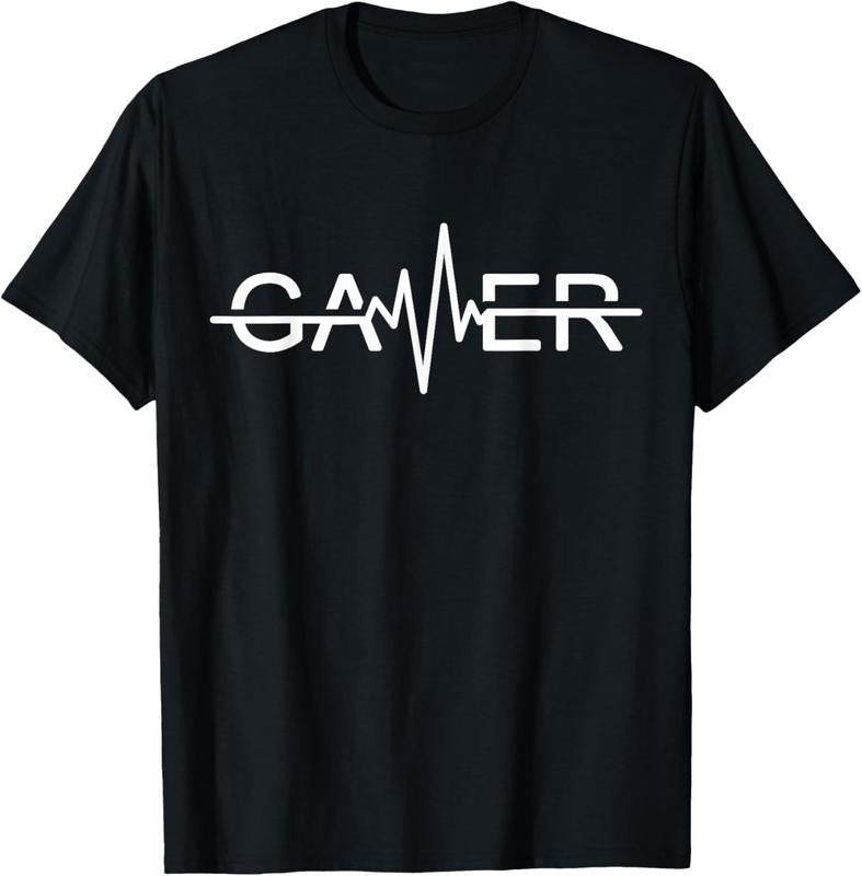 100% Cotton Gamer Heartbeat Video Games Graphic T-Shirt