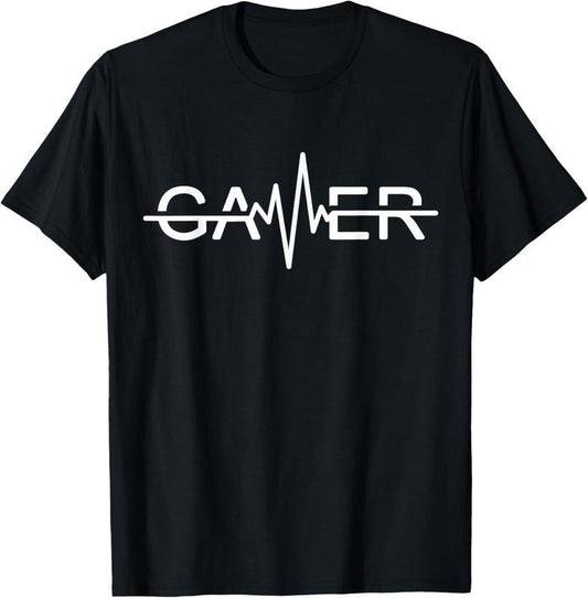 100% Cotton Gamer Heartbeat Video Games Graphic T-Shirt
