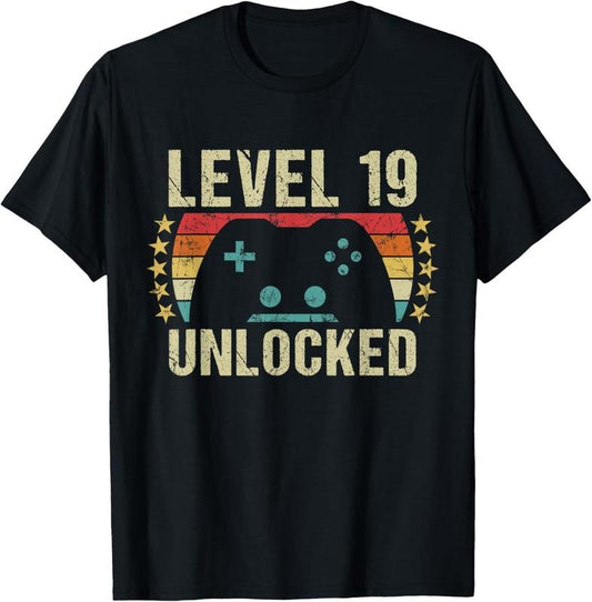 100% Cotton Gaming Vintage 19th Birthday Gift 19 Year Old Boy Girl Gamer T-Shirt