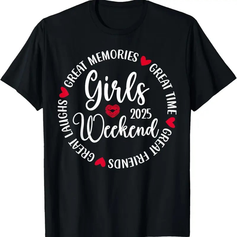 100% Cotton Girls Weekend 2025 Cute Girls Trip 2025 Vacation Matching T-Shirt