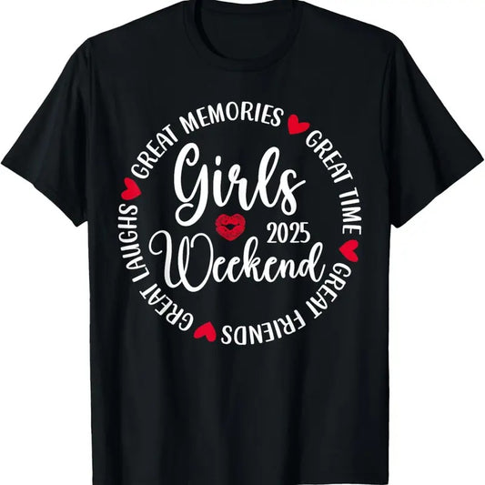 100% Cotton Girls Weekend 2025 Cute Girls Trip 2025 Vacation Matching T-Shirt