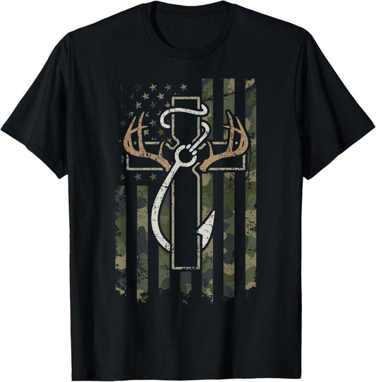 100% Cotton Hunting Fishing Faith - Christian Hunter Fisherman Camo USA T-Shirt